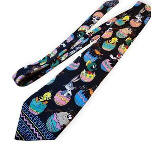 Vintage Warner Bros Looney Tunes Easter Holiday Black Tie